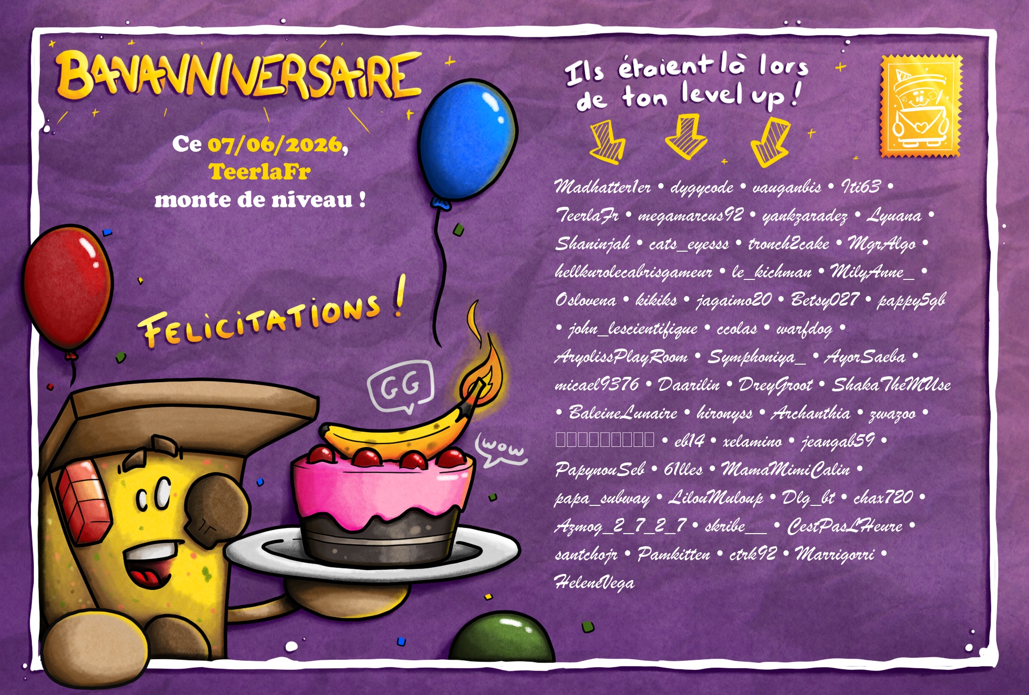 Carte de Bananniversaire